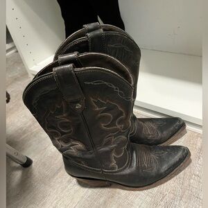 Liberty Black Tall Brown Leather Studded Cowgirl Boots Women Size 8 Boot Star